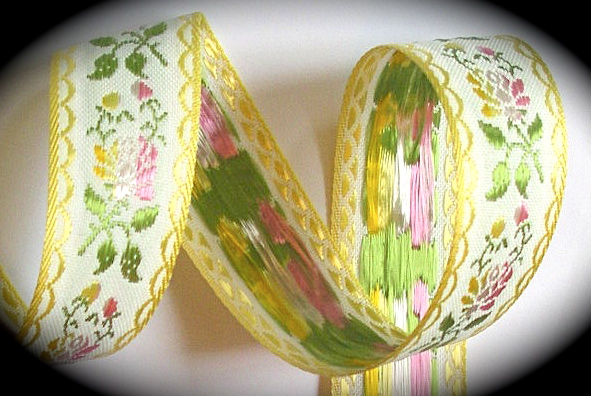 SWISS 1" (3 yds) YELLOW/WHITE /OLIVE/PINK/LT. YELLOW gorgeous!